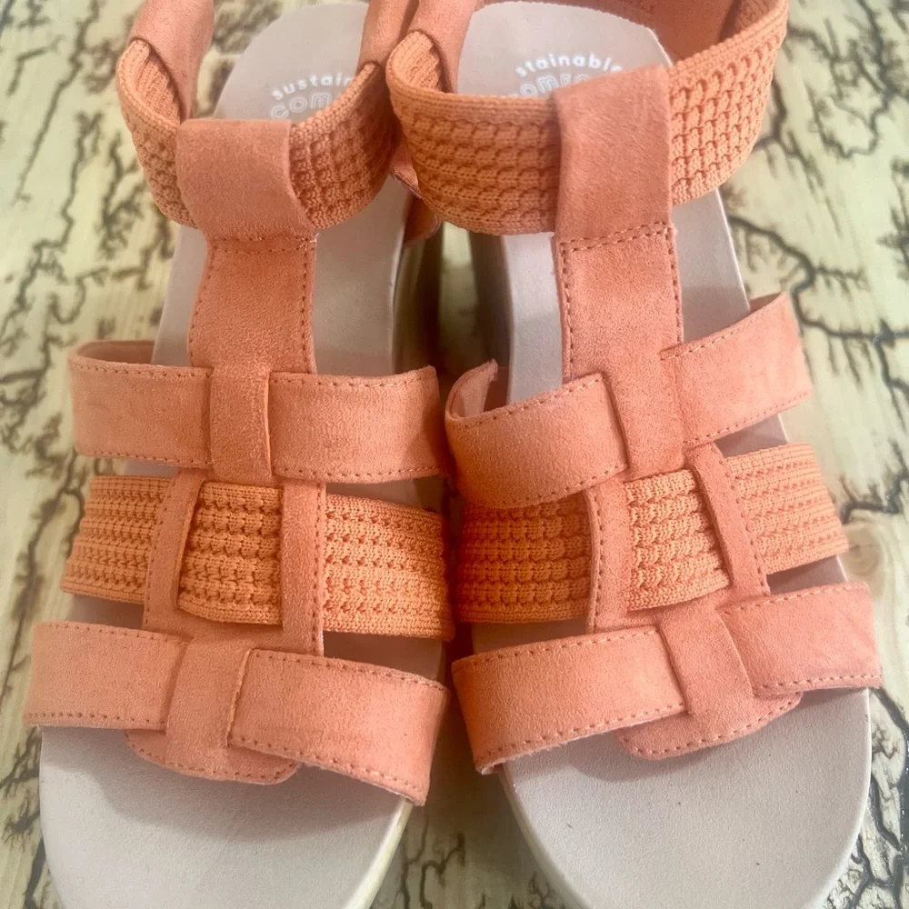 Dr Scholls Sandals Women 8 Blossom Heeled Orange Strappy Block Heeled Slingback - Picture 2 of 7
